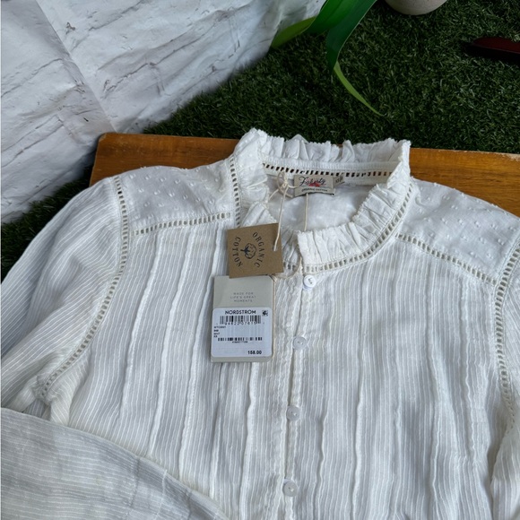 FAHERTY Willa Top - White Women size XS long sleeve button down $158.00* New WT - Picture 10 of 12